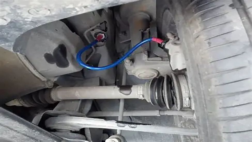 What are the obvious symptoms of a damaged brake line?